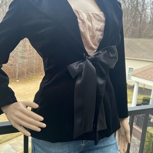 JS Collections Black Blazer with Bow Accent